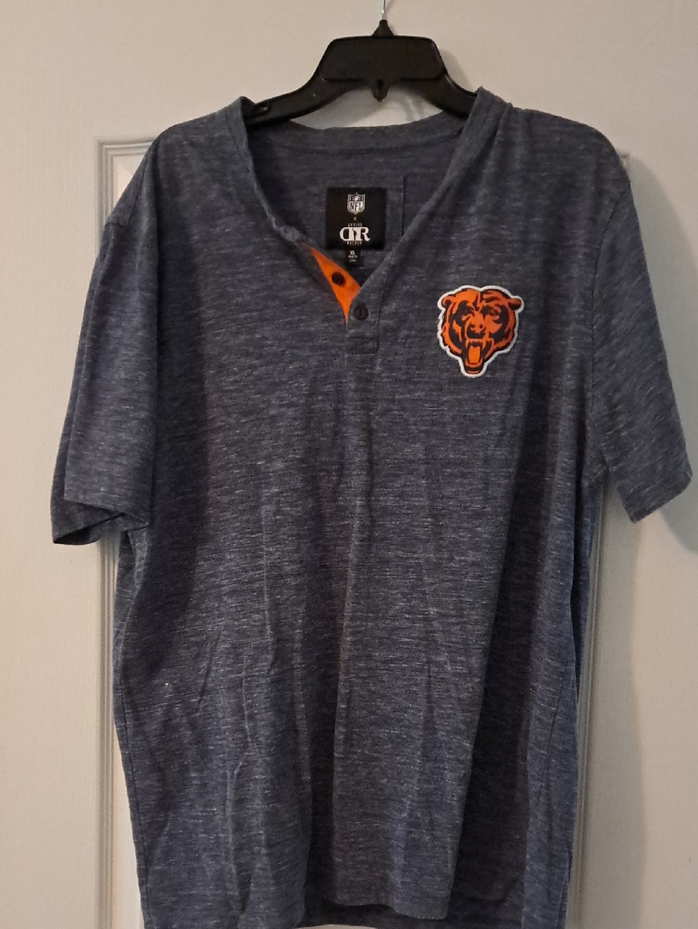 NFL Chicago Bears Navy and Orange Short Sleeve Henley Shirt